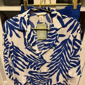 H&M Blue and White Women Shorts and Top Set.